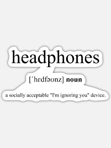 Headphones | Kopfhörer Definition Dictionary - Sticker Größe S (10 x 10 cm) - Mattweiß
