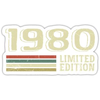 Jahrgang 1980 Geburtstag 1980 Jahrgang 1980er Jahre - Sticker Größe S (10 x 10 cm) - Mattweiß - Vorne