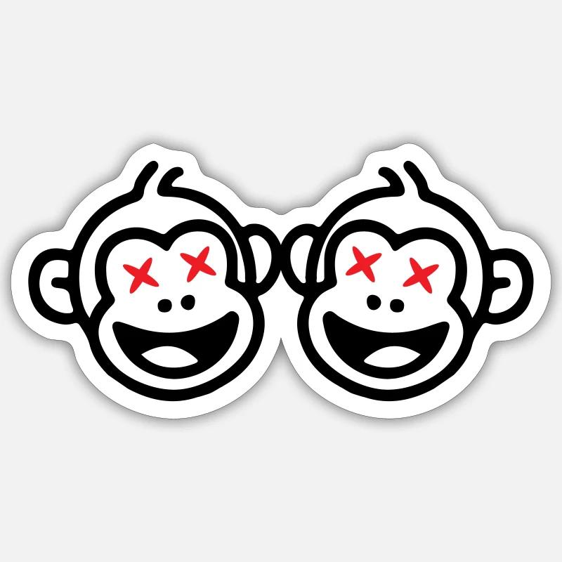 Équipe de singes drôle - Sticker taille S (10 x 10 cm) - blanc mat