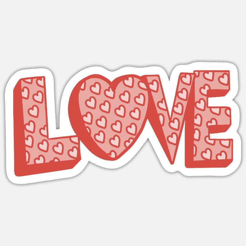 Amour de style rétro - Sticker taille S (10 x 10 cm) - blanc mat