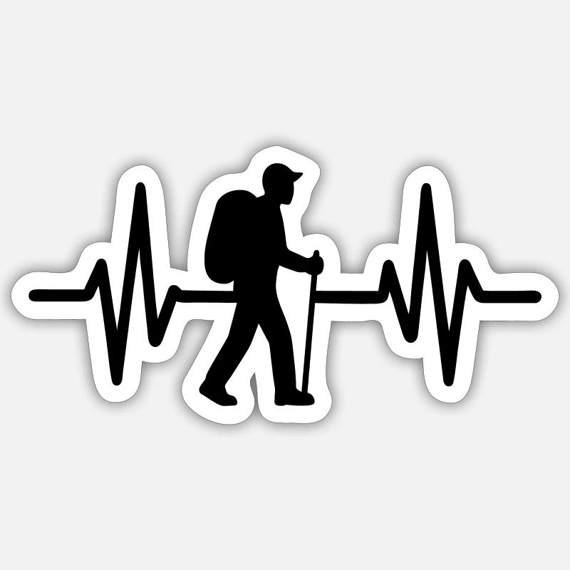 Battement de cœur de randonnée - Sticker taille S (10 x 10 cm) - blanc mat