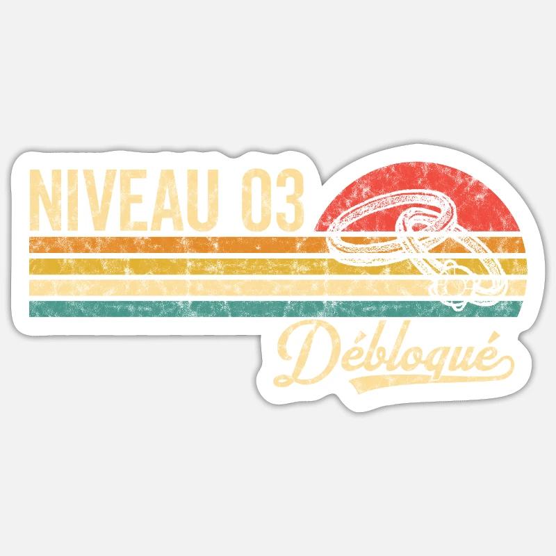3 Ans de Mariage Noce de Froment Niveau 3 Débloqué - Sticker taille S (10 x 10 cm) - blanc mat
