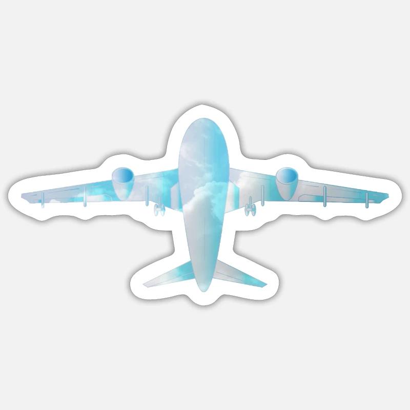 Passagierflugzeug mit Wolkenmuster - Sticker Größe S (10 x 10 cm) - Mattweiß