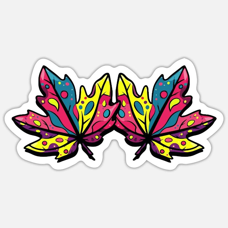 Leaf Autumn Maple Leaves - Sticker size S (10 x 10 cm) - white matte