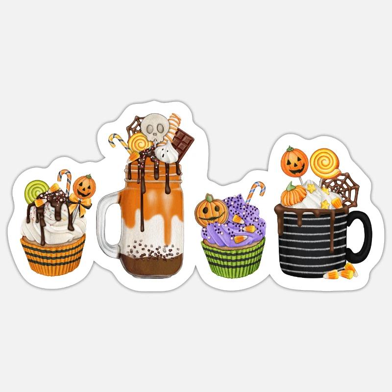 🎃 Sweet Halloween Temptation – Cupcakes & Drinks Sticker size S (10 x 10 cm)