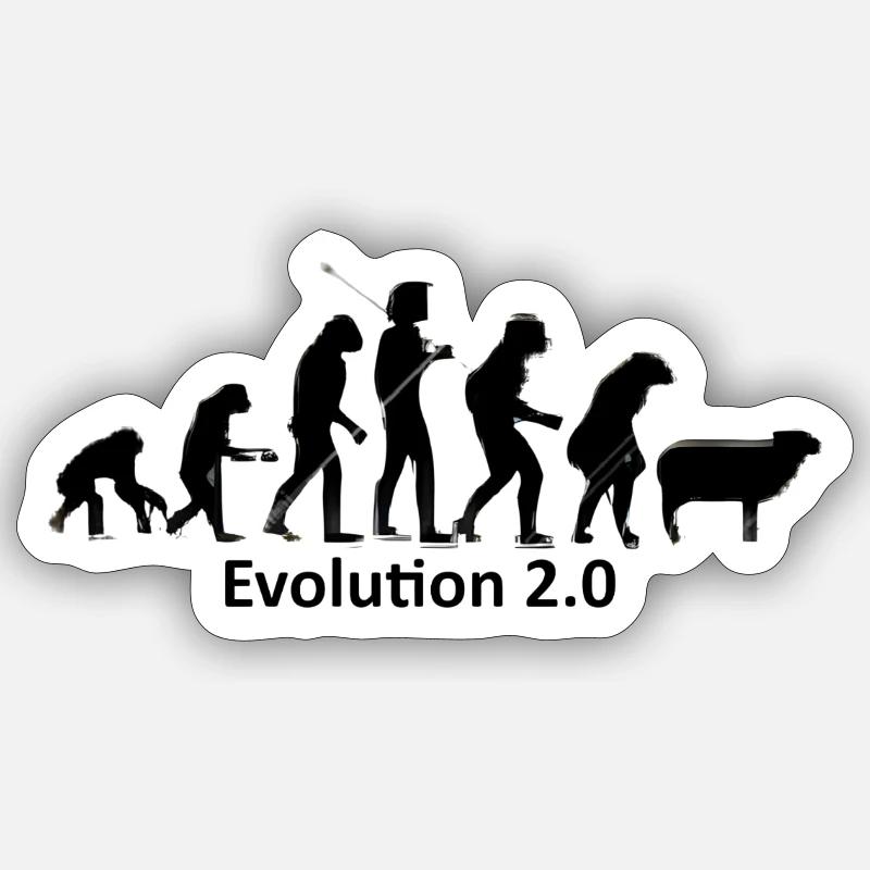 L’évolution humaine en silhouette - Sticker taille S (10 x 10 cm) - blanc mat