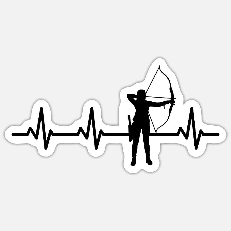 Bogensport Mädchen Kardiogramm - Sticker Größe S (10 x 10 cm) - Mattweiß