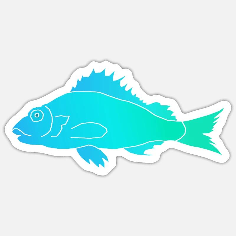 Fish with a serrated fin - Sticker size S (10 x 10 cm) - white matte