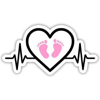 Pregnancy Heart Pink Baby Feet Girl - Sticker size S (10 x 10 cm) - white matte - Front