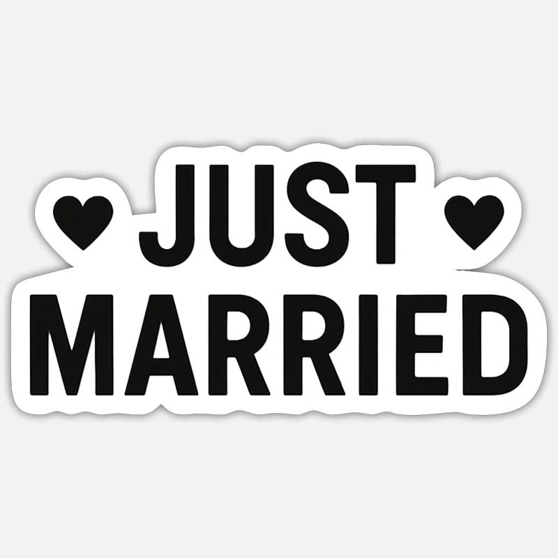 Just Married - Jeunes Mariés - Mariage - EVJF EVG - Sticker taille S (10 x 10 cm) - blanc mat