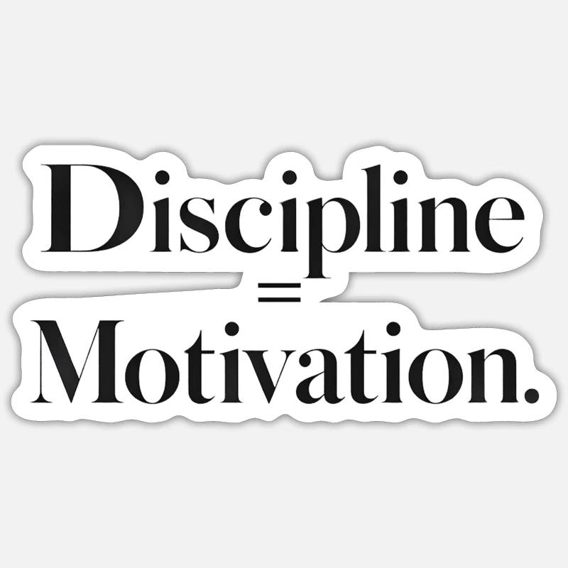 Discipline Motivation Typographie - Sticker taille S (10 x 10 cm) - blanc mat