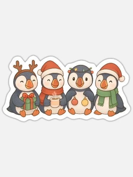 Papageientaucher Kinder Jungen Mädchen Weihnachtsp - Sticker Größe S (10 x 10 cm) - Mattweiß