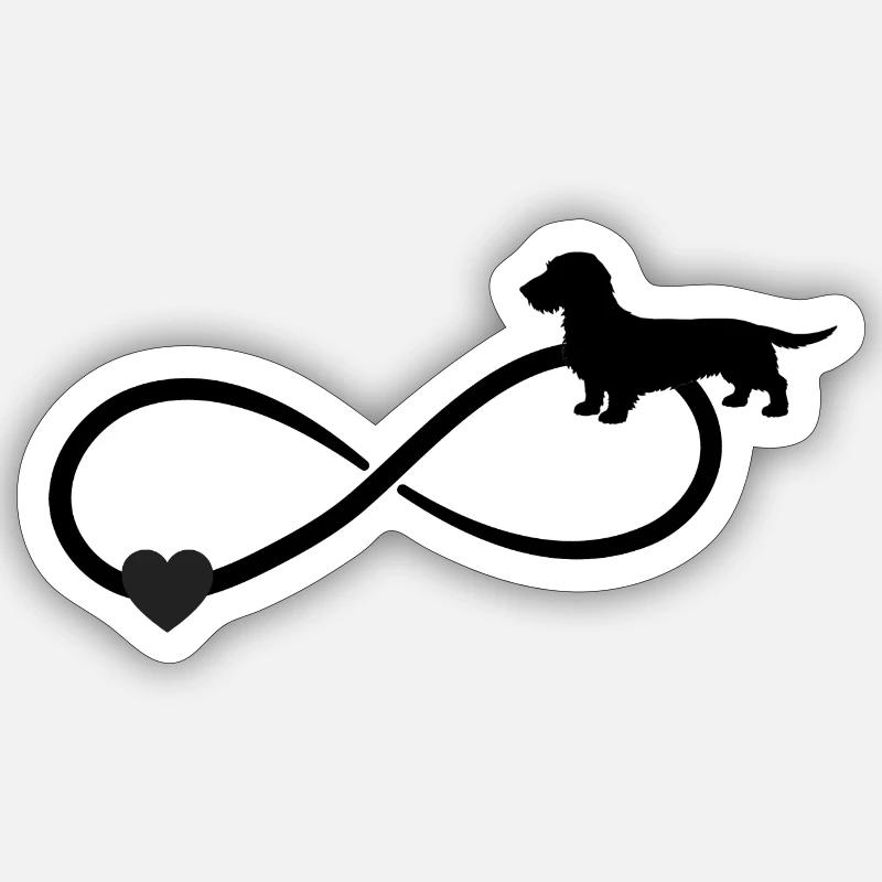 Wire-haired Dachshund Dachshund Infinity - Sticker size S (10 x 10 cm) - white matte