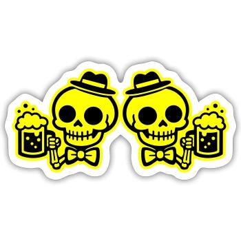 Skelett Bier Team Junggesellen - Sticker Größe S (10 x 10 cm) - Mattweiß - Vorne