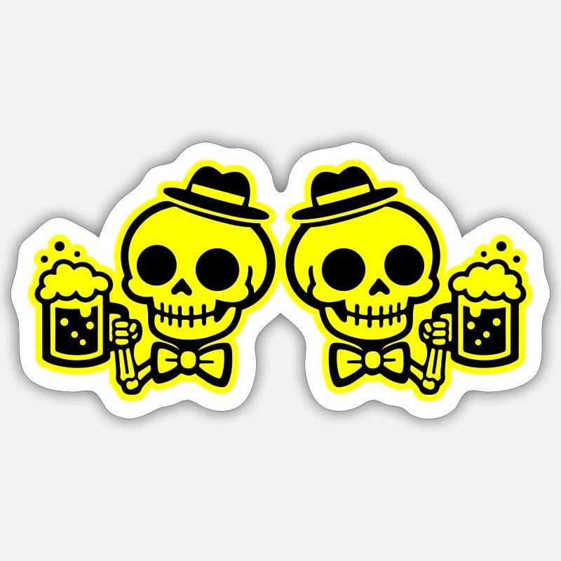 Skelett Bier Team Junggesellen - Sticker Größe S (10 x 10 cm) - Mattweiß