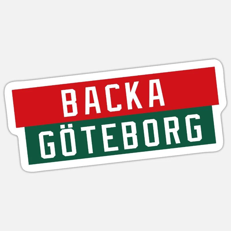 Backa Göteborg Diagonaltext - Sticker taille S (10 x 10 cm) - blanc mat