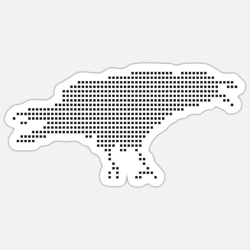 Raven Pixel Dot Silhouette - Sticker size S (10 x 10 cm) - white matte