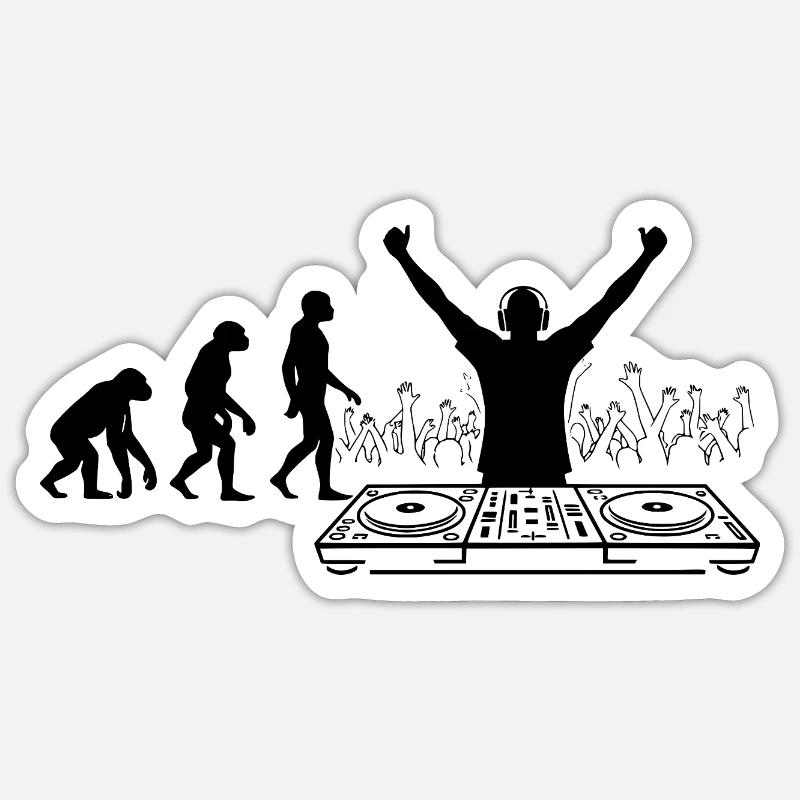 Evolution to DJ Humor Fun - Sticker size S (10 x 10 cm) - white matte