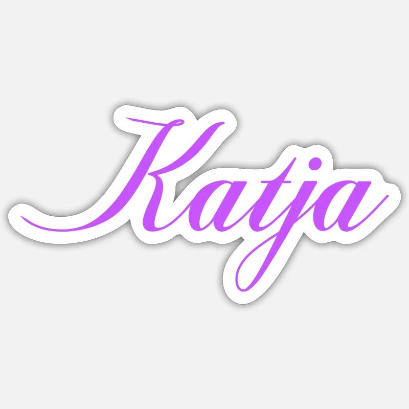 Name Katja im Lavendel Script Sticker Größe S (10 x 10 cm)