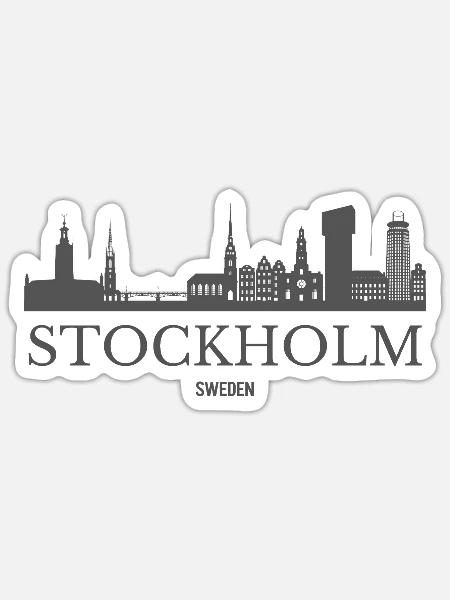 Stockholm, Schweden, Stockholms Skyline - Sticker Größe S (10 x 10 cm) - Mattweiß