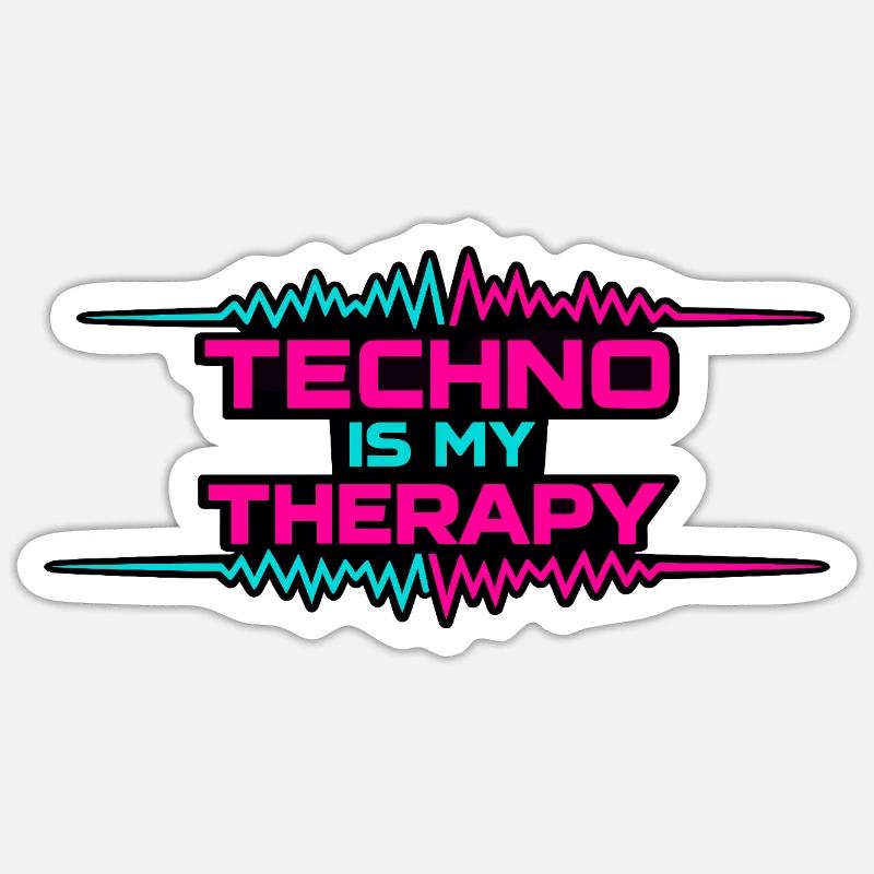 Techno Therapy Neon Pulse - Sticker Größe S (10 x 10 cm) - Mattweiß