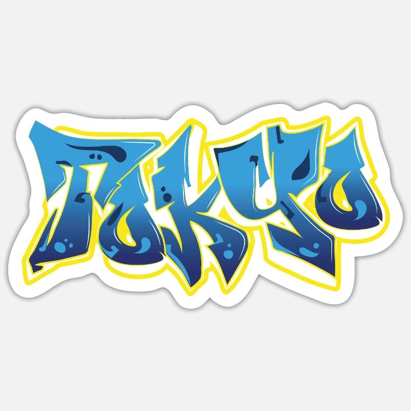 Cool Graffiti Tokyo Blue - Sticker taille S (10 x 10 cm) - blanc mat
