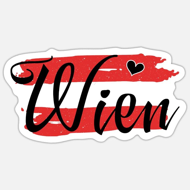 Drapeau Autriche Vienne - Sticker taille S (10 x 10 cm) - blanc mat