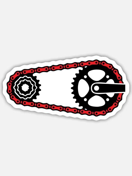 Fahrradkette Zahnkranz Grafik - Sticker Größe S (10 x 10 cm) - Mattweiß