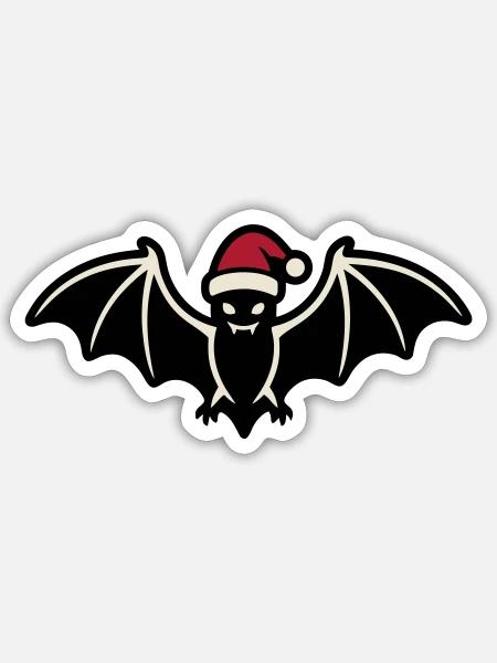 Fledermaus Weihnachtsmann Icon - Sticker Größe S (10 x 10 cm) - Mattweiß