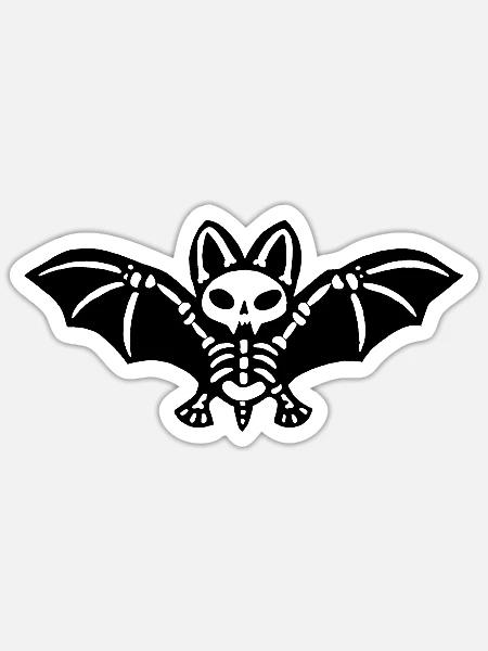 Skelettfledermaus (Schwarz) - Sticker Größe S (10 x 10 cm) - Mattweiß