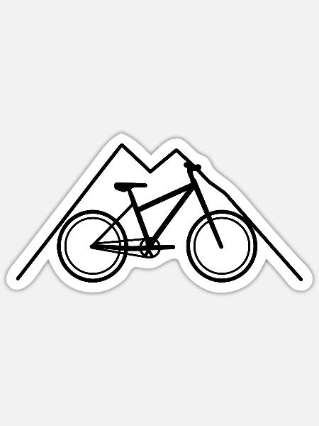 Mountainbiking Zeichnung - Sticker Größe S (10 x 10 cm) - Mattweiß