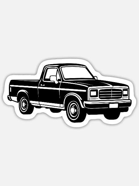 Pickup-Truck-Straßenwagen - Sticker Größe S (10 x 10 cm) - Mattweiß