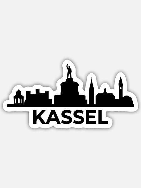 Kassel Wahrzeichen Silhouette skyline - Sticker Größe S (10 x 10 cm) - Mattweiß