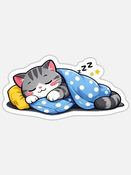 Polka Dot Kätzchen-Traumschlaf - Sticker Größe S (10 x 10 cm) - Mattweiß