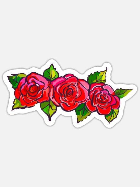 Rosenband im Pinkrot-Design - Sticker Größe S (10 x 10 cm) - Mattweiß