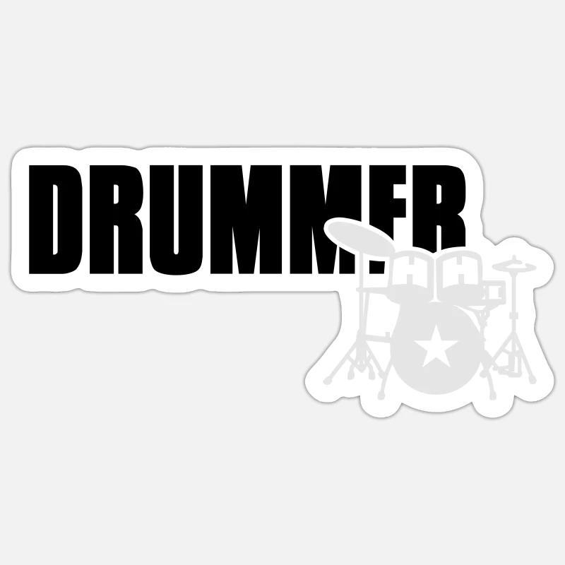 drummer - Sticker taille S (10 x 10 cm) - blanc mat