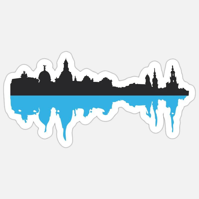 Dresden Skyline - Sticker size S (10 x 10 cm) - white matte