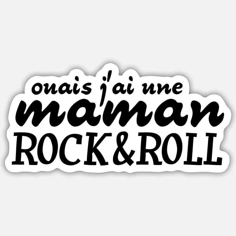 maman rock and roll - Sticker taille S (10 x 10 cm) - blanc mat