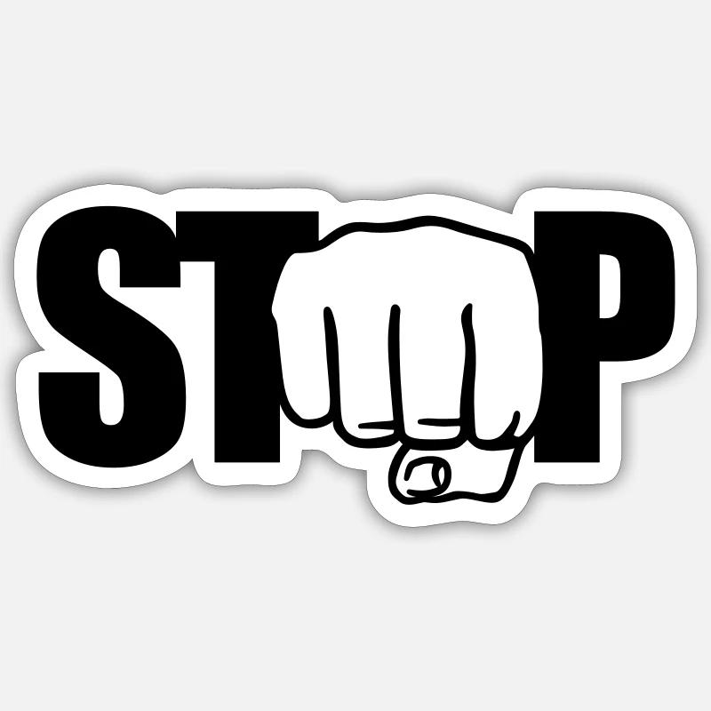 Stop | Faust | Fist - Sticker taille S (10 x 10 cm) - blanc mat