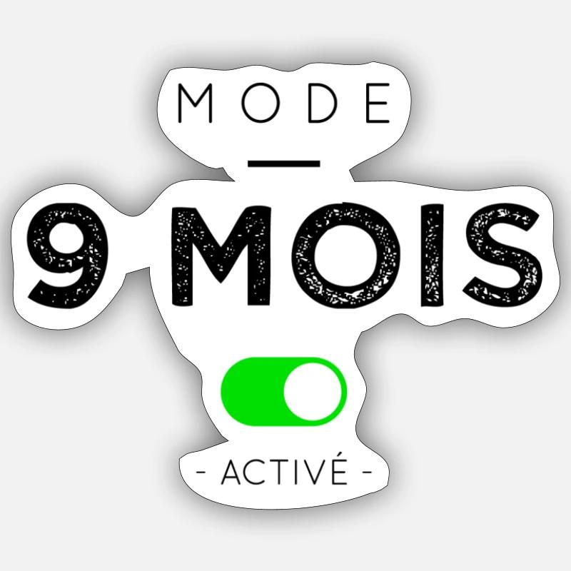 Mode 9 mois activé - Sticker taille S (10 x 10 cm) - blanc mat