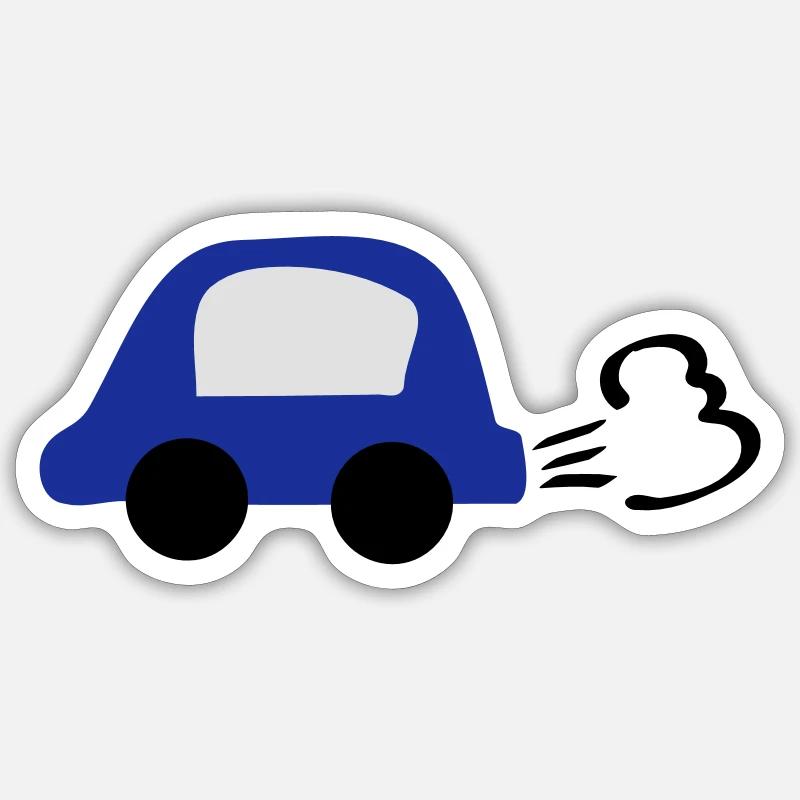 blue_car - Sticker taille S (10 x 10 cm) - blanc mat