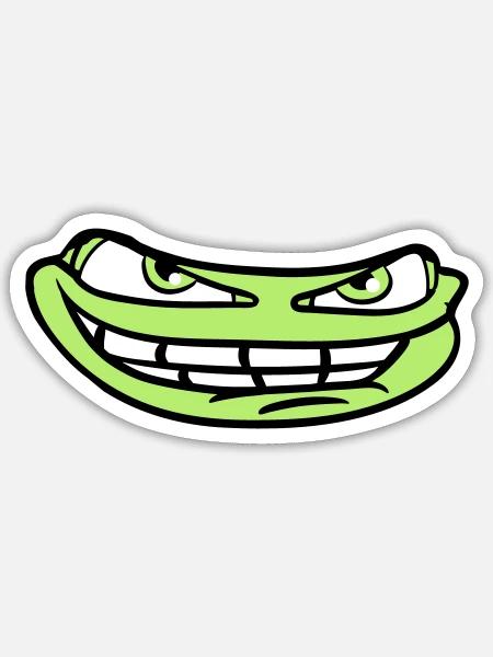 gesicht kopf boese meme grinsen lustig comic carto - Sticker Größe S (10 x 10 cm) - Mattweiß