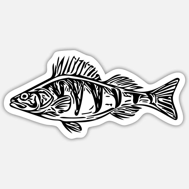 Barsch - Sticker Größe S (10 x 10 cm) - Mattweiß