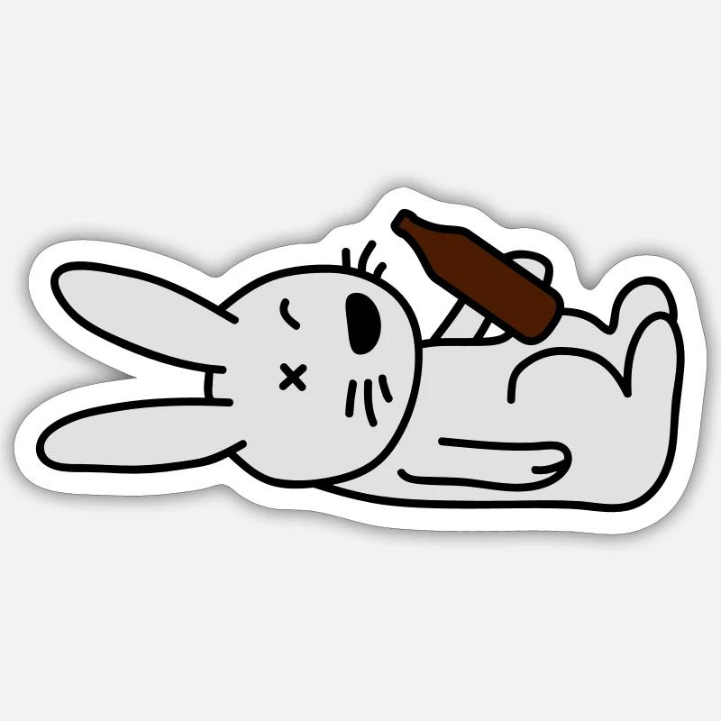 drunken_bunny - Sticker Größe S (10 x 10 cm) - Mattweiß