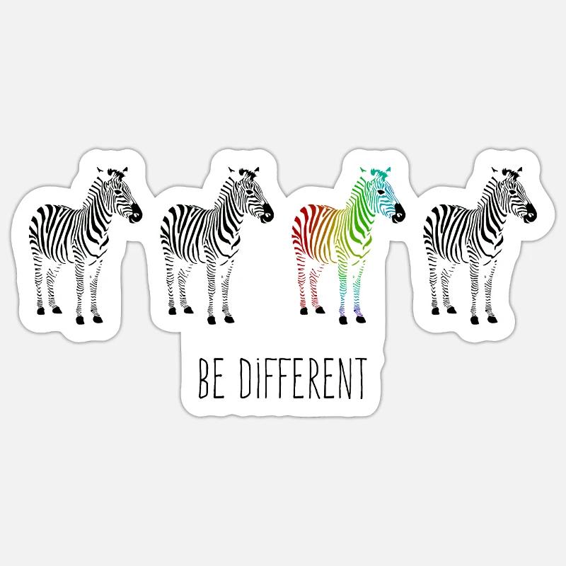 Zebra rainbow be different - Sticker taille S (10 x 10 cm) - blanc mat