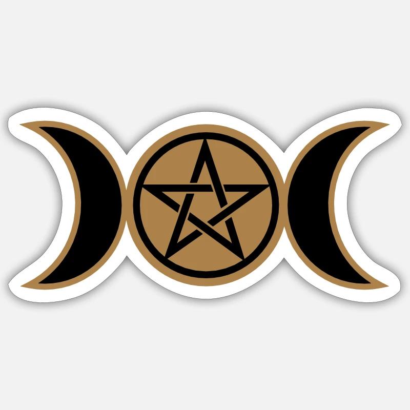 Pentacle /Pentagram - Wicca triple moon / Amulet Sticker size S (10 x 10 cm)