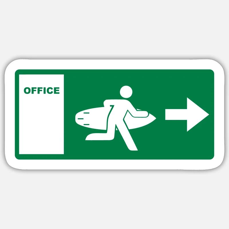 bureau évasion surf - Sticker taille S (10 x 10 cm) - blanc mat