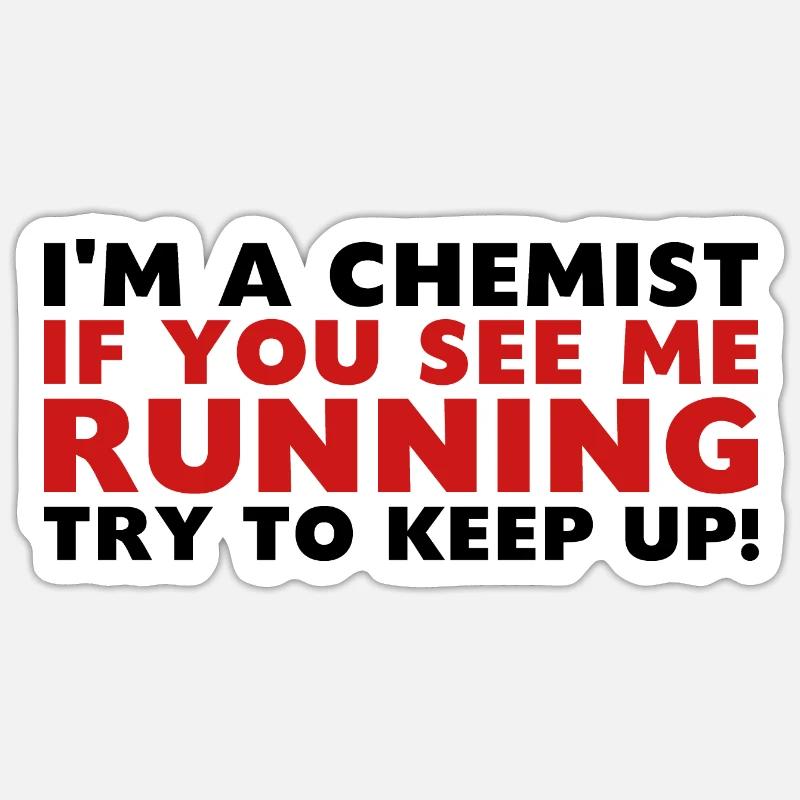 Chemist running - Sticker size S (10 x 10 cm) - white matte