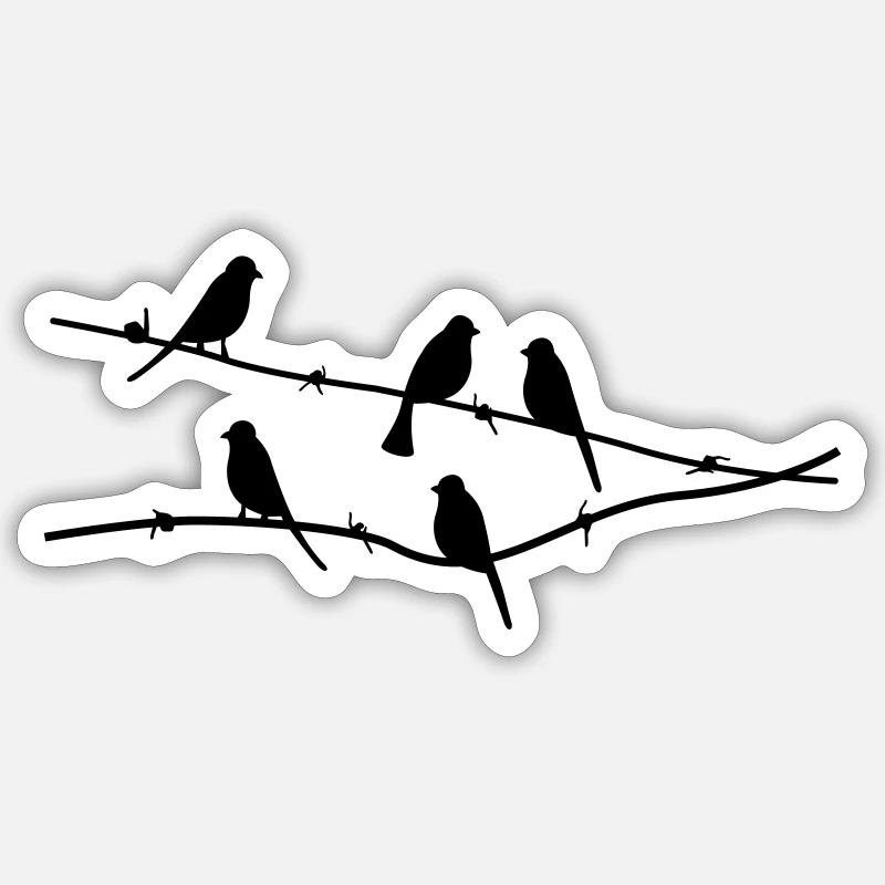 oiseaux - Sticker taille S (10 x 10 cm) - blanc mat