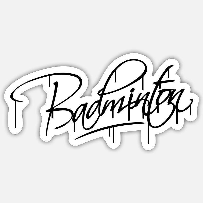 Badminton Graffiti Design - Sticker Größe S (10 x 10 cm) - Mattweiß